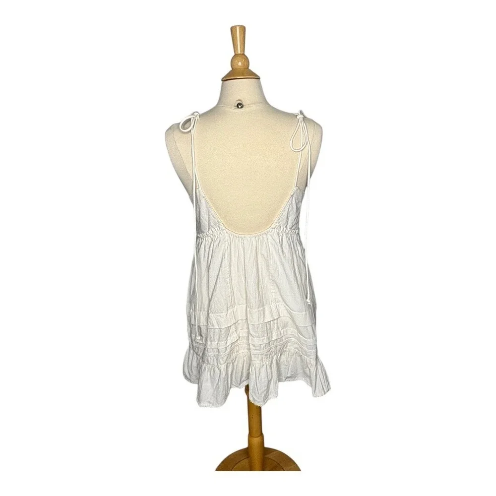 Free People Adella Mini‎ Dress Womens Small Ivory White Boho Open Back Button